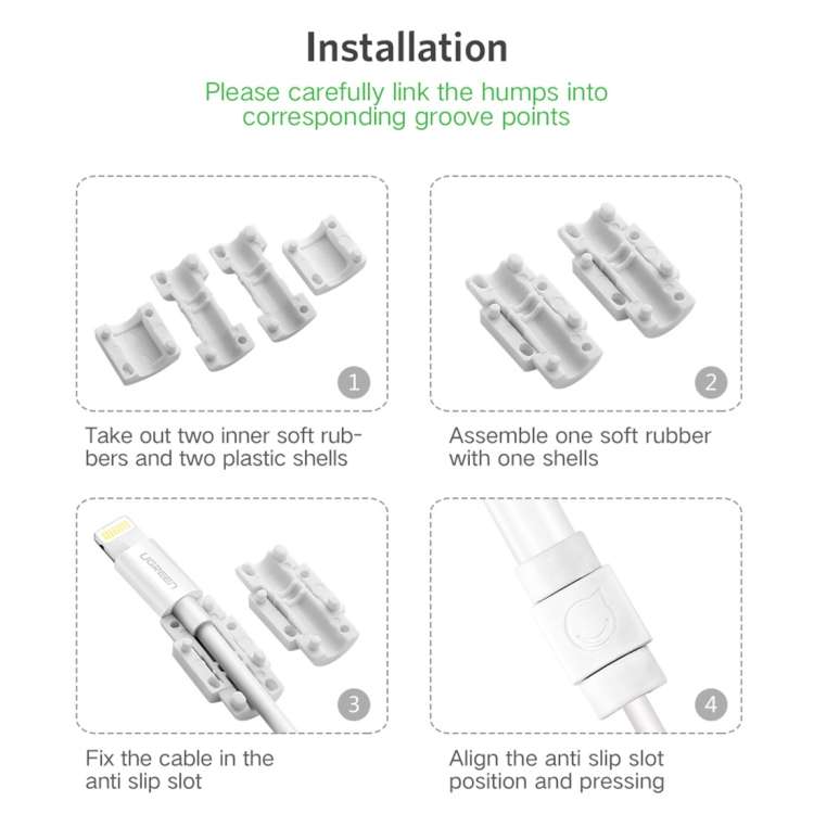 UGREEN LP127 6 PCS Anti-break Data Cable Protector for All Apple Original Data Cable