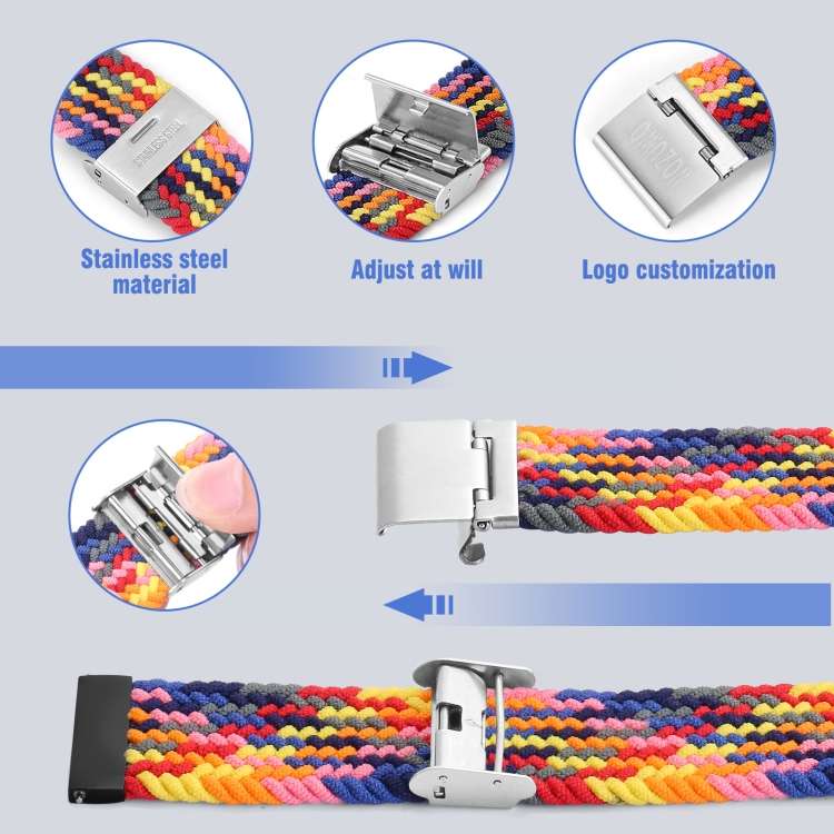 22mm Universal Nylon Braided Metal Buckle Strap, 22mm