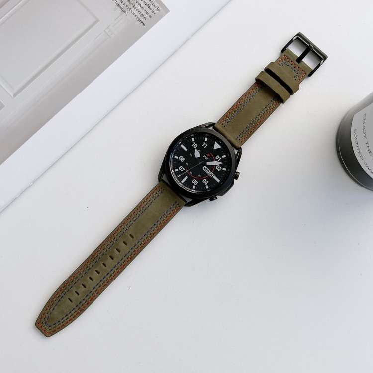 Universal Tricolor Sewing Leather Strap Watchband, 20mm, 22mm