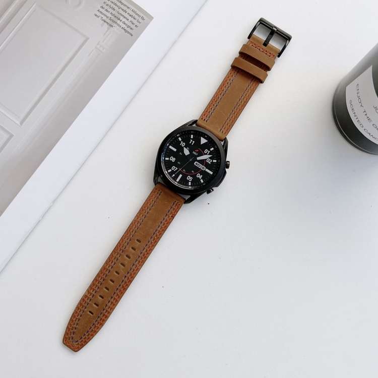 Universal Tricolor Sewing Leather Strap Watchband, 20mm, 22mm