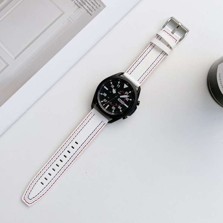 Universal Tricolor Sewing Leather Strap Watchband, 20mm, 22mm