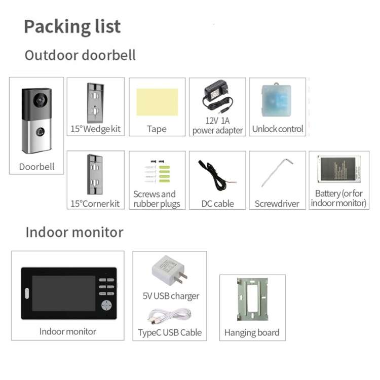 2.4G Wireless Video Doorbell 720P Support Night Vision &amp; Talk &amp; Monitor