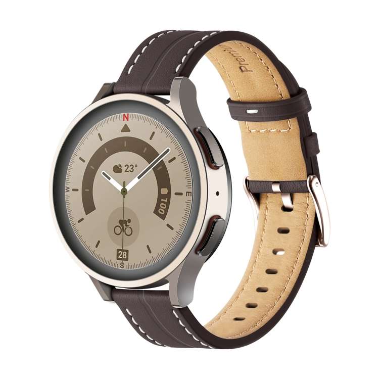 Unusual Fluted Leather Watch Band, 20mm, 22mm