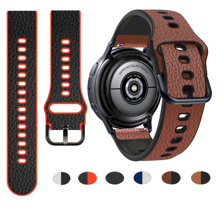 Universal TPU Litchi Texture Leather Watch Band, 20mm, 22mm