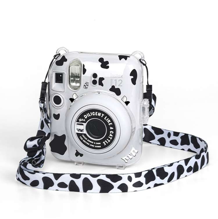 Crystal Hard Acrylic Camera Case with Shoulder Strap, For FUJIFILM instax mini 12(DIY Pink Graffi...
