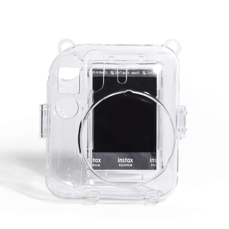Crystal Hard Acrylic Camera Case with Shoulder Strap, For FUJIFILM instax mini 12(DIY Pink Graffi...