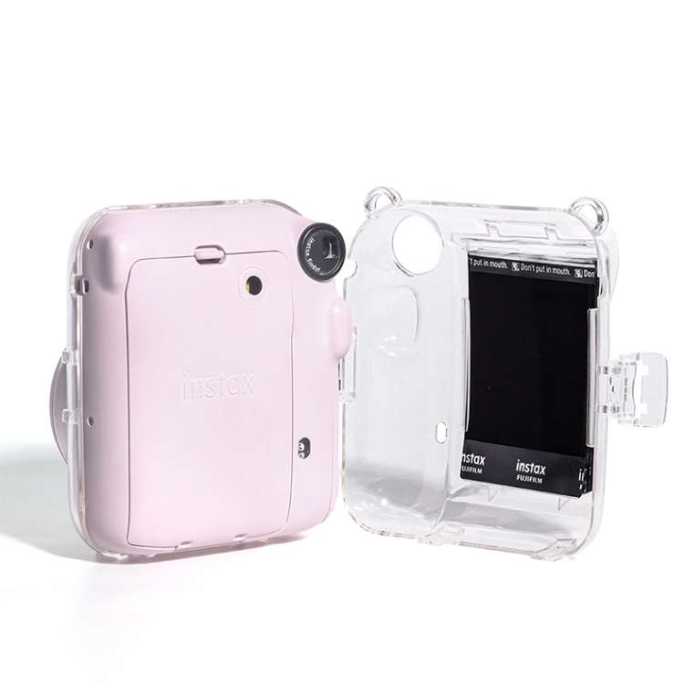 Crystal Hard Acrylic Camera Case with Shoulder Strap, For FUJIFILM instax mini 12(DIY Pink Graffi...