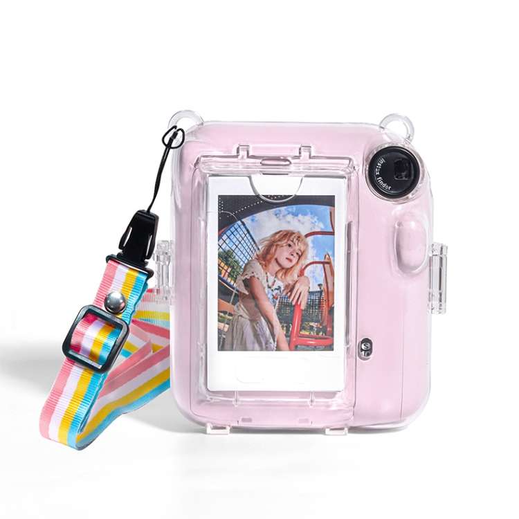 Crystal Hard Acrylic Camera Case with Shoulder Strap, For FUJIFILM instax mini 12(DIY Pink Graffi...