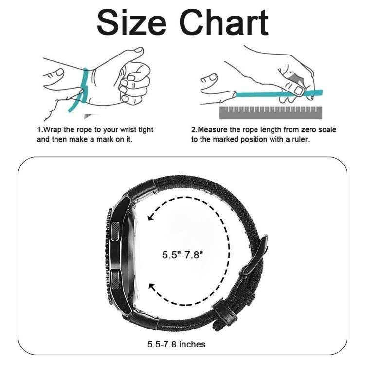 Universal Nylon Leather Watch Band, 20mm, 22mm