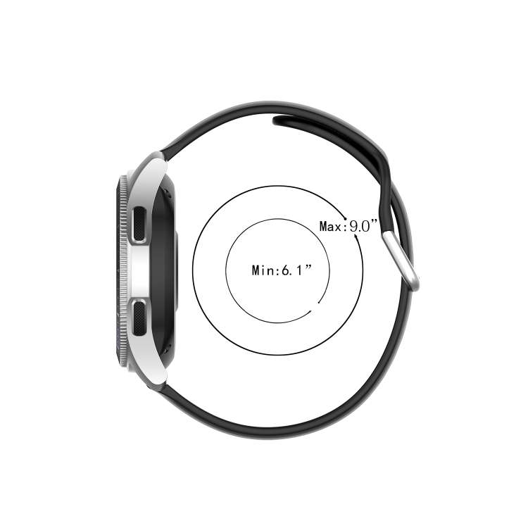 22mm Universal Silver Buckle Silicone Replacement Wrist Strap, L, S