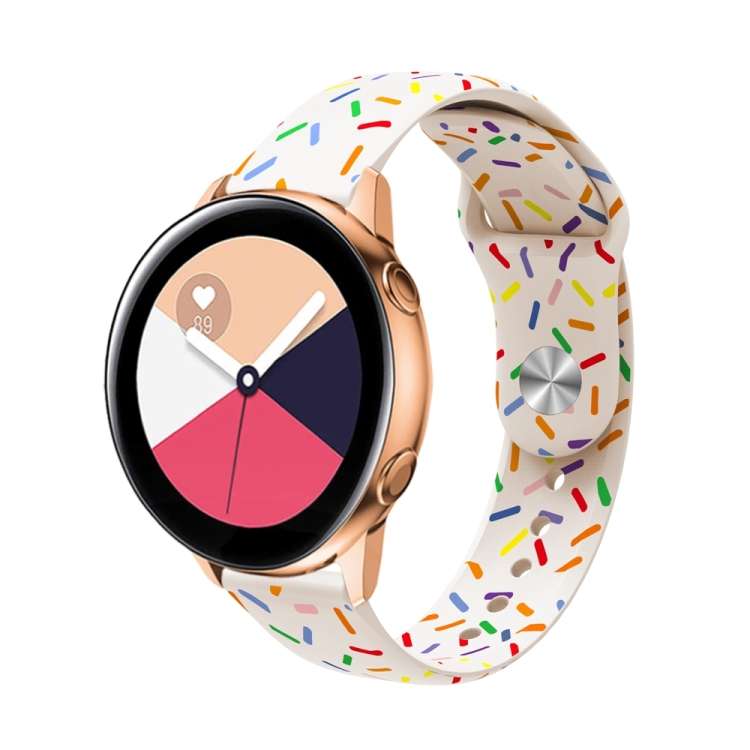 Universal Reverse Buckle Colorful Oval Dot Pattern Silicone Watch Band, 20mm, 22mm
