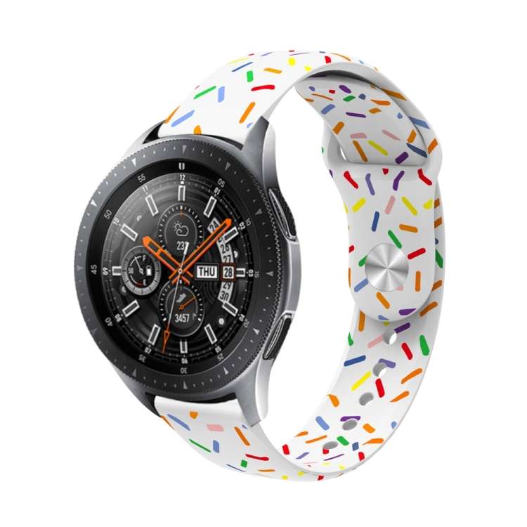 Universal Reverse Buckle Colorful Oval Dot Pattern Silicone Watch Band, 20mm, 22mm