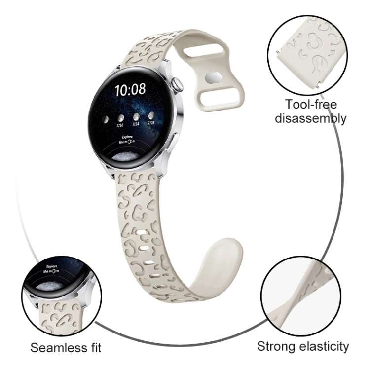Concave Leopard Print Butterfly 8-shaped Buckle Silicone Watch Band, 20mm, 22mm