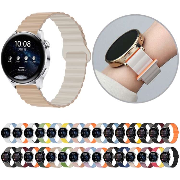 Two Color Magnetic Silicone Watch Band, 20mm
