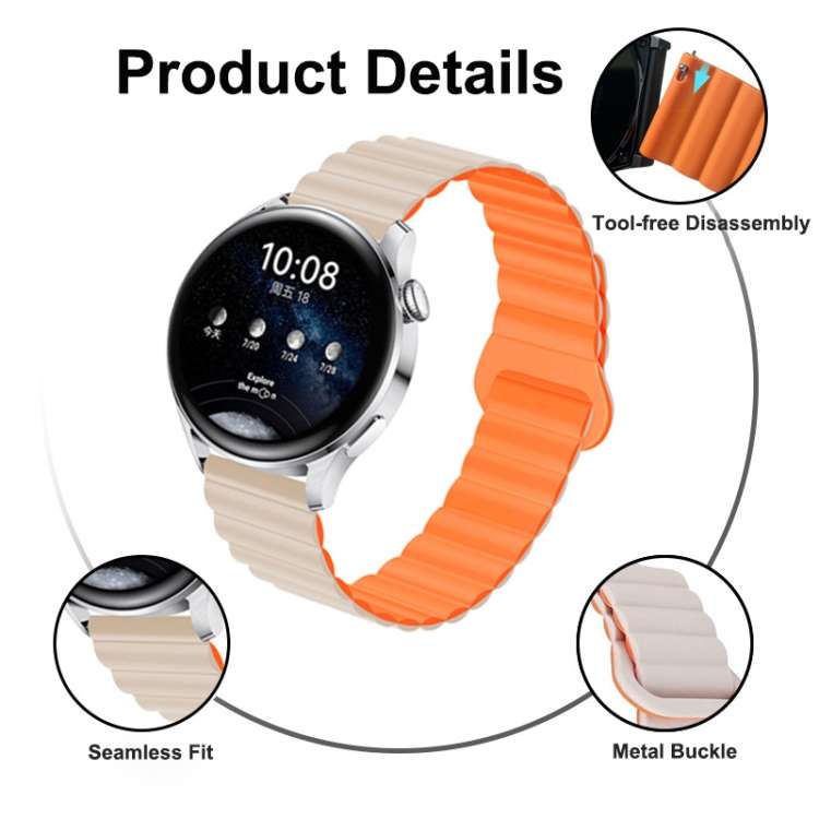 Two Color Magnetic Silicone Watch Band, 20mm