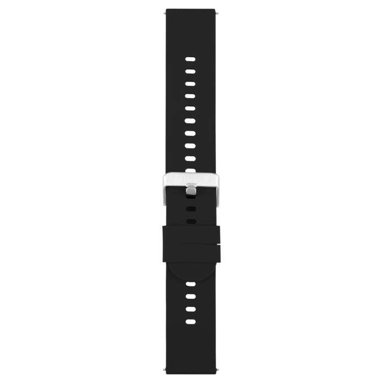 Solid Color Steel Buckle Silicone Watch Band, 18mm, 19mm, 20mm