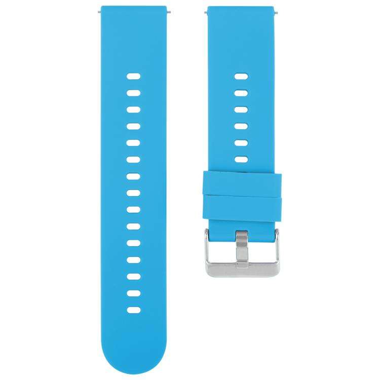Solid Color Steel Buckle Silicone Watch Band, 22mm