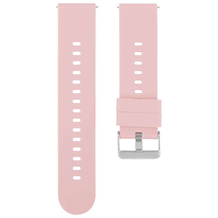 Solid Color Steel Buckle Silicone Watch Band, 22mm