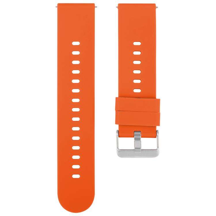 Solid Color Steel Buckle Silicone Watch Band, 22mm