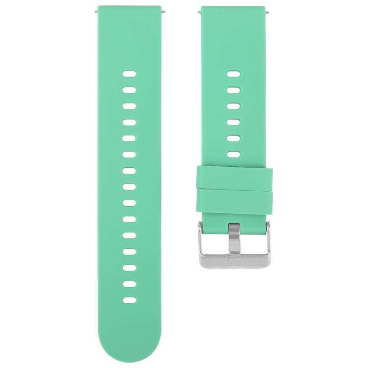 Solid Color Steel Buckle Silicone Watch Band, 22mm