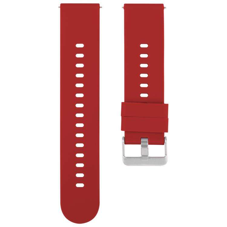 Solid Color Steel Buckle Silicone Watch Band, 22mm