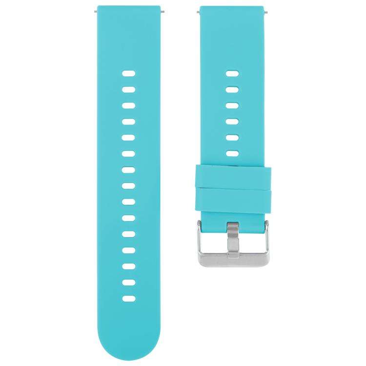 Solid Color Steel Buckle Silicone Watch Band, 22mm