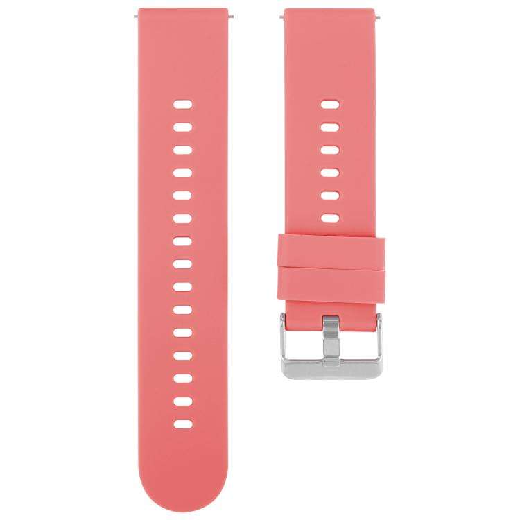 Solid Color Steel Buckle Silicone Watch Band, 22mm