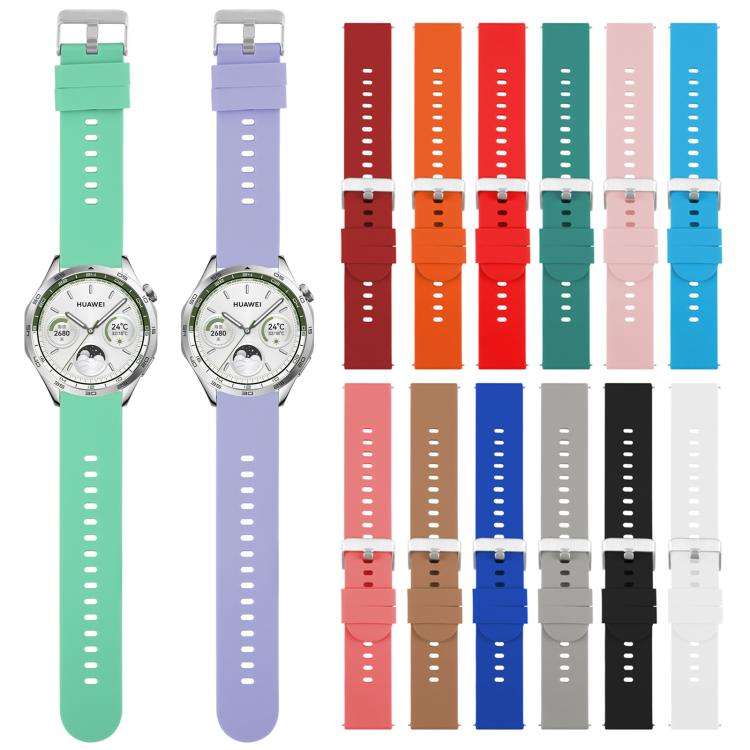 Solid Color Steel Buckle Silicone Watch Band, 18mm, 19mm, 20mm