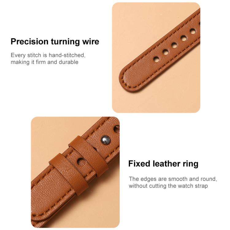 xDfind Double Ring Single Rivet Genuine Leather Watch Band, 20mm, 22mm