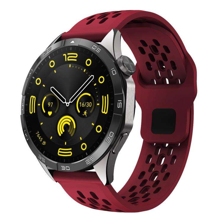 xDfind Flat Head Breathable Hole Black Buckle Silicone Watch Band, 20mm, 22mm
