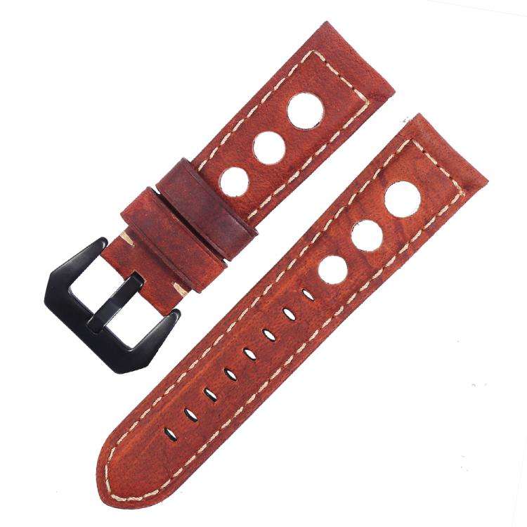 xDfind Three-hole Breathable Genuine Leather Watch Band, 20mm, 22mm, 24mm