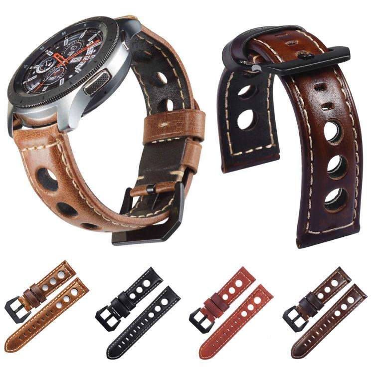 xDfind Three-hole Breathable Genuine Leather Watch Band, 20mm, 22mm, 24mm