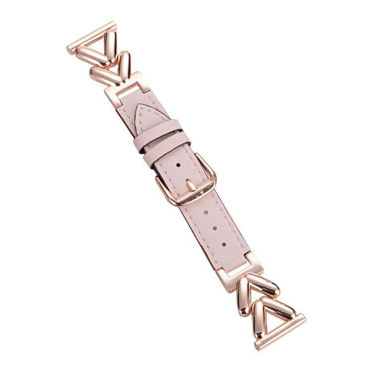 xDfind V-shaped Metal Hybrid Leather Watch Band, 22mm