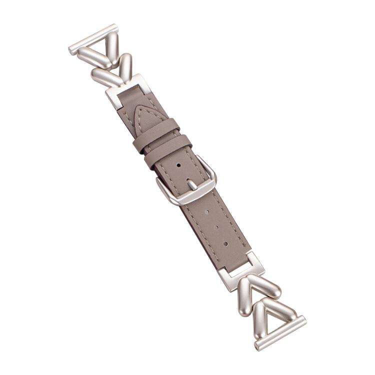 xDfind V-shaped Metal Hybrid Leather Watch Band, 22mm