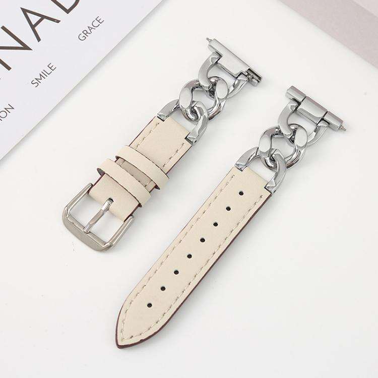xDfind Denim Chain Metal Hybrid Leather Watch Band, 22mm