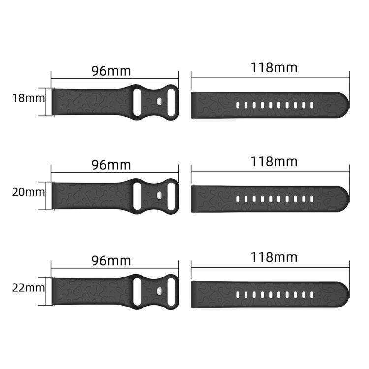 xDfind Leopard Print Silicone Watch Band, 18mm, 20mm, 22mm