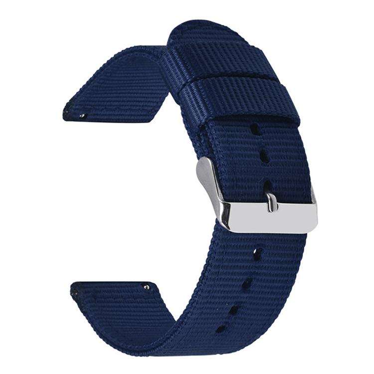 Stainless Steel Pin Buckle Solid Color Nylon Canvas Watch Band, 24mm