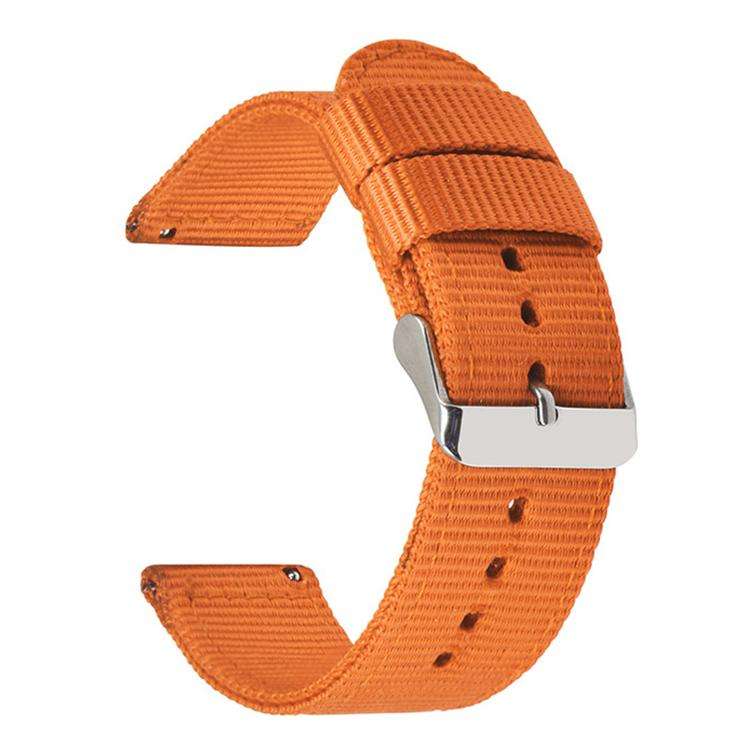 Stainless Steel Pin Buckle Solid Color Nylon Canvas Watch Band, 24mm
