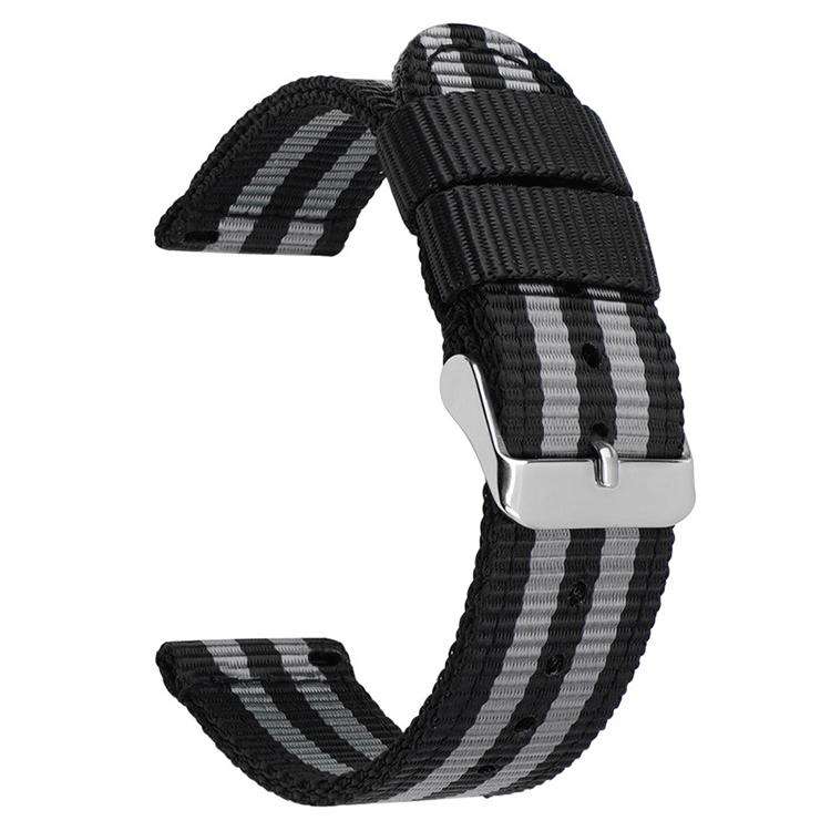 Stainless Steel Pin Buckle Solid Color Nylon Canvas Watch Band, 24mm