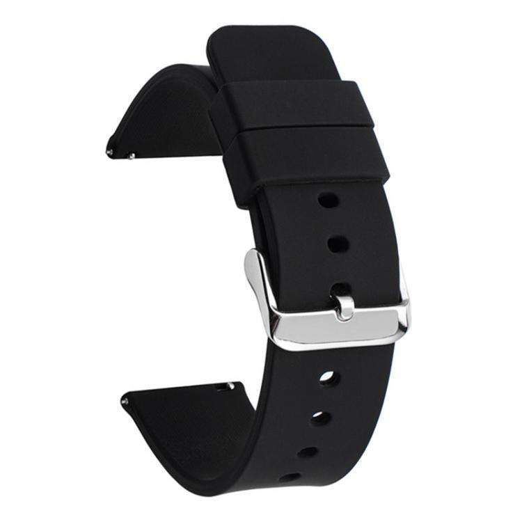 Stainless Steel Silver Pin Buckle Solid Color Silicone Waterproof Watch Band, 24mm
