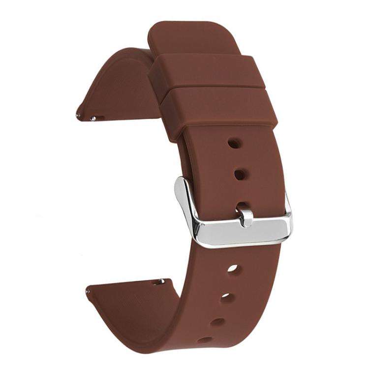 Stainless Steel Silver Pin Buckle Solid Color Silicone Waterproof Watch Band, 24mm
