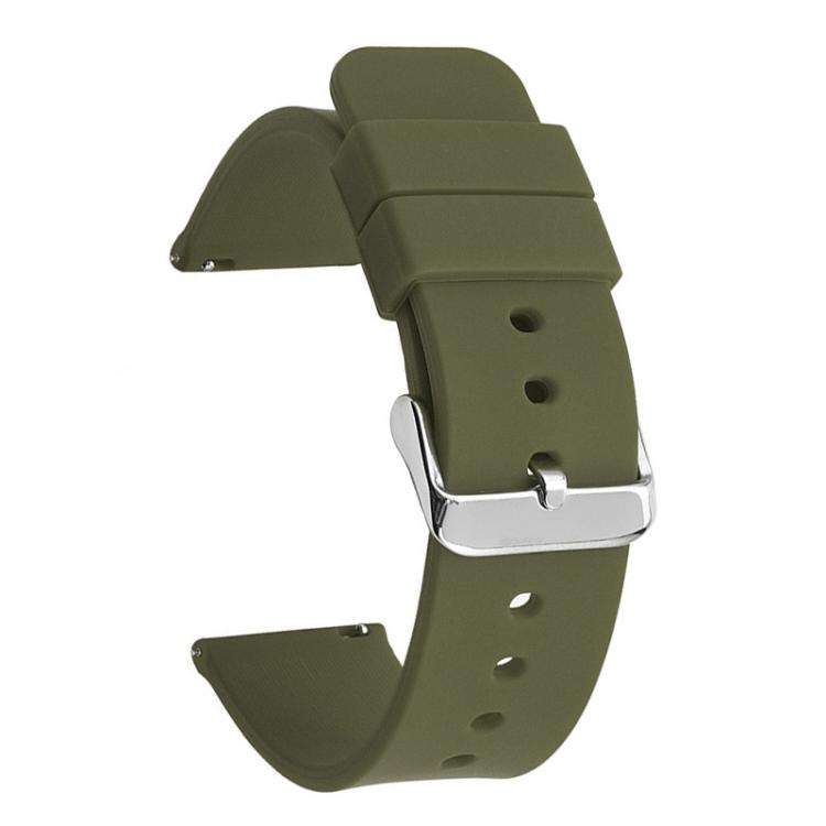 Stainless Steel Silver Pin Buckle Solid Color Silicone Waterproof Watch Band, 24mm