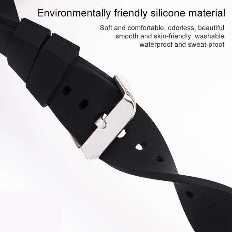 Stainless Steel Silver Pin Buckle Solid Color Silicone Waterproof Watch Band, 24mm