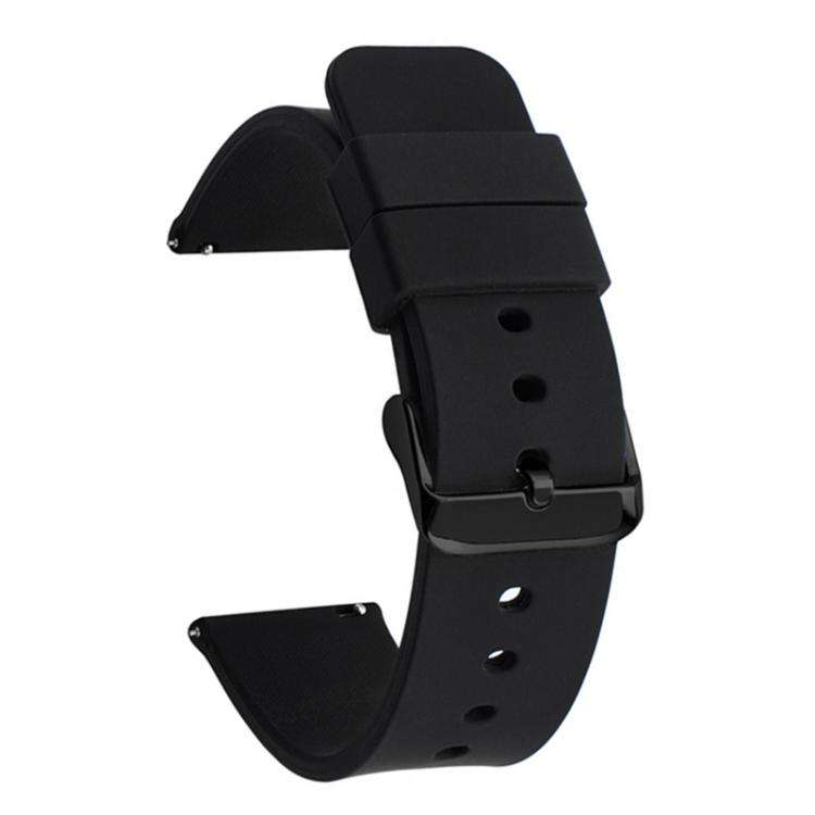 xDfind Stainless Steel Black Pin Buckle Solid Color Silicone Waterproof Watch Band, 24mm
