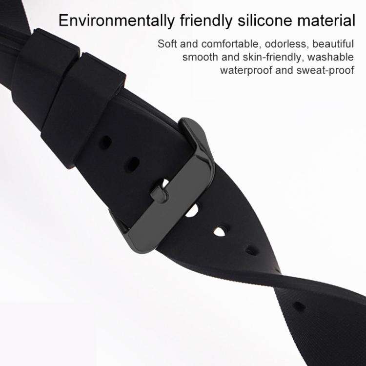xDfind Stainless Steel Black Pin Buckle Solid Color Silicone Waterproof Watch Band, 24mm
