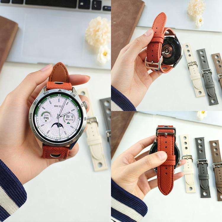 xDfind Flat-head Hole Palm Texture Vegan Leather Watch Band, 20mm, 22mm
