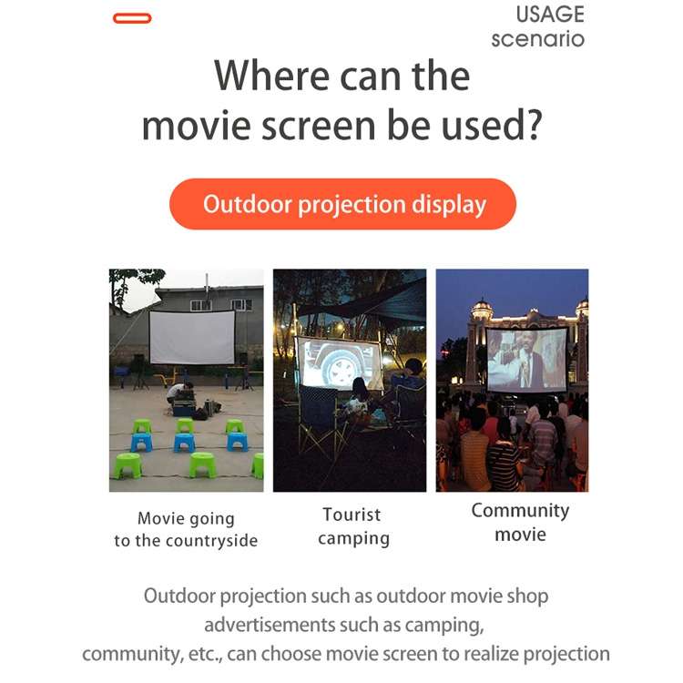 Simple Folding High Density Polyester Projector Film Curtain, 60 inch (4:3) Projection Area: 120x...