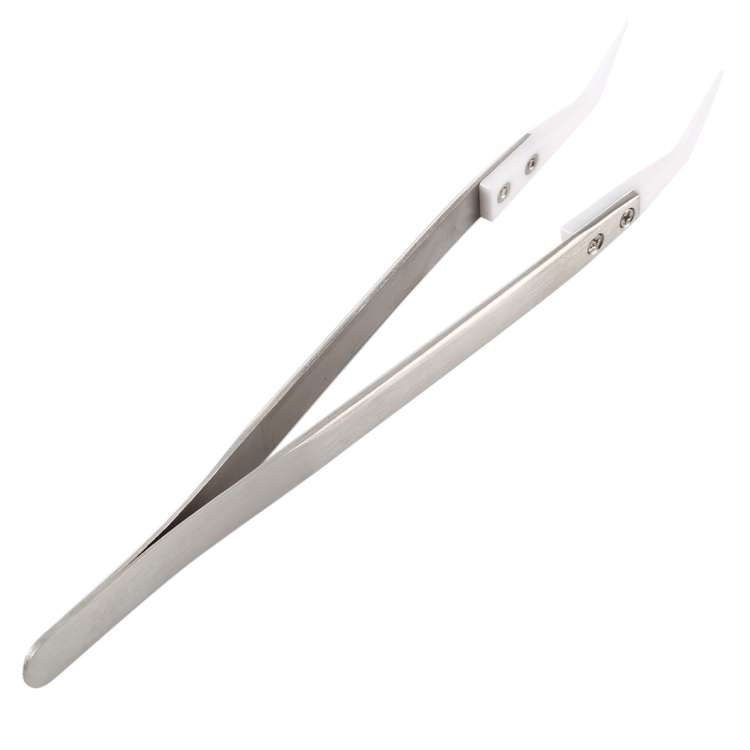 TC-14W Stainless Steel High Temperature Resistance Ceramic Tip Elbow Tweezers