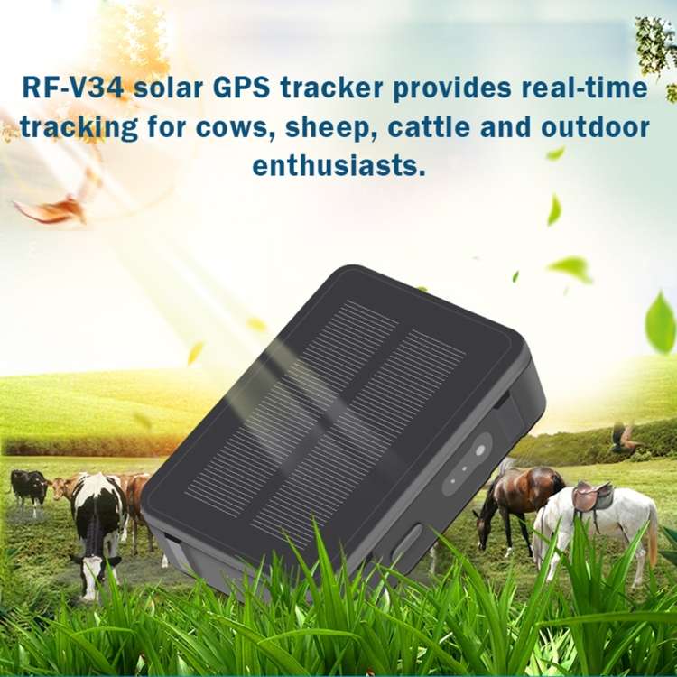 RF-V34 Sheep Cow Cattle Livestock IP67 Waterproof Solar GSM GPS WiFi Tracking without Fixed Botto...