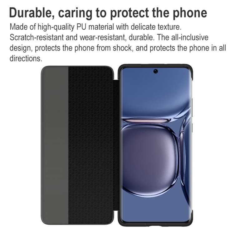For Huawei P50 Pro Smart Display View Window Flip Leather Protective Case with Sleep / Wake-up Fu...
